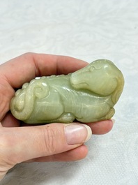 Three Chinese celadon jade carvings, 19/20th C.