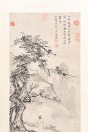 After Ma Yuan 馬遠: 'Sage in the mountain', ink and colour on paper, and after Wan Shouqi 萬壽祺: 'Strange Man', ink and colour on silk, 20th C.