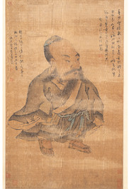 After Ma Yuan 馬遠: 'Sage in the mountain', ink and colour on paper, and after Wan Shouqi 萬壽祺: 'Strange Man', ink and colour on silk, 20th C.