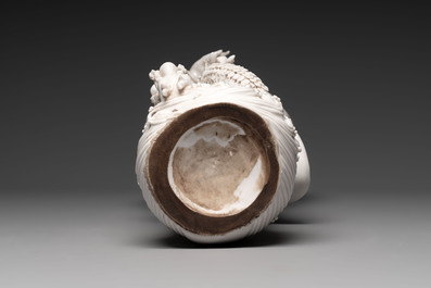 A large Chinese Dehua blanc de Chine standing Guanyin, 20th C.