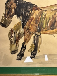 Sadji or Sha Qi (Sha Yinnian 1914-2005): 'Horses', watercolour on paper, signed