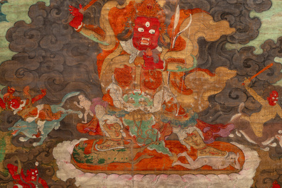 A fine Tibetan 'Begtse Chen' thangka, 18th C.
