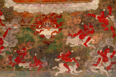 A fine Tibetan 'Begtse Chen' thangka, 18th C.