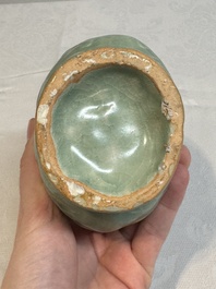 A Chinese Longquan celadon 'shou' vase with handles, Ming