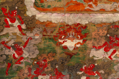 A fine Tibetan 'Begtse Chen' thangka, 18th C.