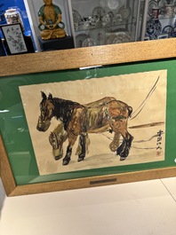 Sadji or Sha Qi (Sha Yinnian 1914-2005): 'Horses', watercolour on paper, signed