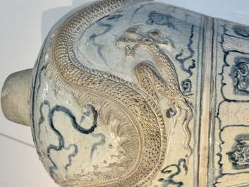 A large Annamese or Vietnamese blue and white inscribed altar vase, 16th C.
