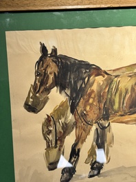 Sadji or Sha Qi (Sha Yinnian 1914-2005): 'Horses', watercolour on paper, signed