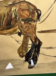 Sadji or Sha Qi (Sha Yinnian 1914-2005): 'Horses', watercolour on paper, signed