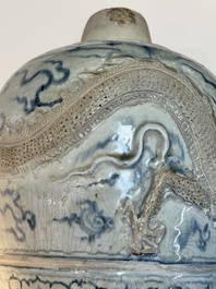 A large Annamese or Vietnamese blue and white inscribed altar vase, 16th C.