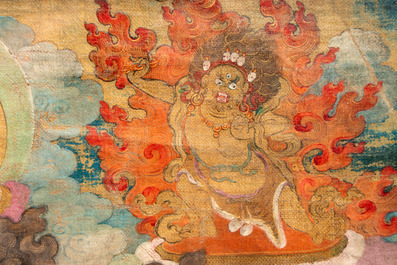 A fine Tibetan 'Begtse Chen' thangka, 18th C.