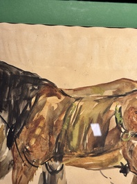 Sadji or Sha Qi (Sha Yinnian 1914-2005): 'Horses', watercolour on paper, signed