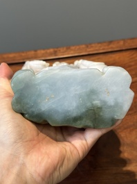 A Chinese celadon and white jade figure of Lu Xing, 20th C.