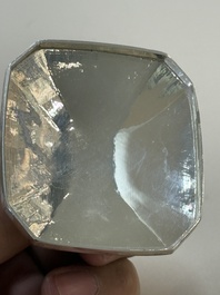 A Chinese silver covered teapot, sugar jar and milk jug with bamboo design, Tackhing 90% silver mark, 20th C.