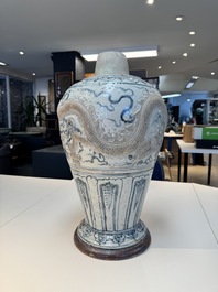 A large Annamese or Vietnamese blue and white inscribed altar vase, 16th C.