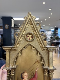 Attributed to C.L. Romoli: 'Trumpeting Angels', oil on panel, Italy, Neo-Gothic, 19th C.