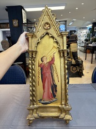 Attributed to C.L. Romoli: 'Trumpeting Angels', oil on panel, Italy, Neo-Gothic, 19th C.