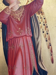 Attributed to C.L. Romoli: 'Trumpeting Angels', oil on panel, Italy, Neo-Gothic, 19th C.