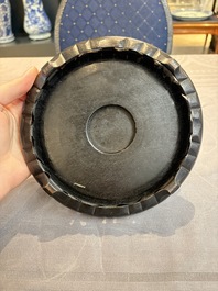 A pair of famille verte-style powder-blue-ground covered vases on stands, Samson, Paris, 19th C.