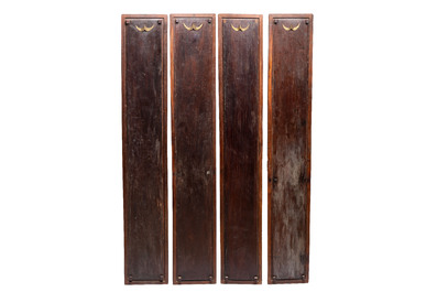 A set of four Chinese or Vietnamese mother-of-pearl-inlaid hongmu panels depicting birds among flowering branches, 19th C.