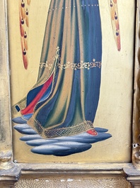 Attributed to C.L. Romoli: 'Trumpeting Angels', oil on panel, Italy, Neo-Gothic, 19th C.