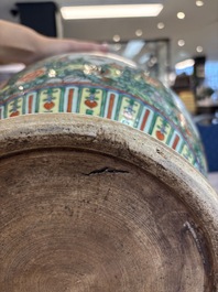 A large Chinese famille verte vase with narrative design, 19th C.