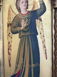 Attributed to C.L. Romoli: 'Trumpeting Angels', oil on panel, Italy, Neo-Gothic, 19th C.