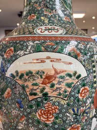 A large Chinese famille verte vase with narrative design, 19th C.