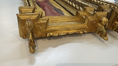 Attributed to C.L. Romoli: 'Trumpeting Angels', oil on panel, Italy, Neo-Gothic, 19th C.