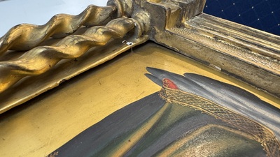 Attributed to C.L. Romoli: 'Trumpeting Angels', oil on panel, Italy, Neo-Gothic, 19th C.