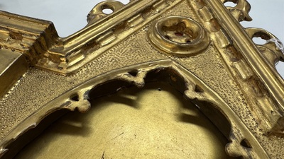 Attributed to C.L. Romoli: 'Trumpeting Angels', oil on panel, Italy, Neo-Gothic, 19th C.