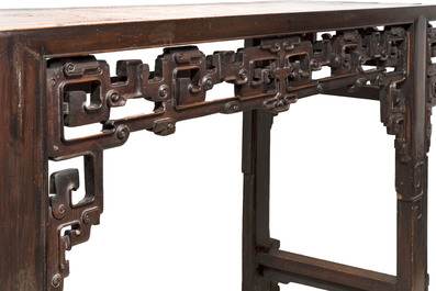 A large Chinese wooden 'Tiaoan' or altar table with chilong design, 19th C.