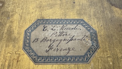 Attributed to C.L. Romoli: 'Trumpeting Angels', oil on panel, Italy, Neo-Gothic, 19th C.