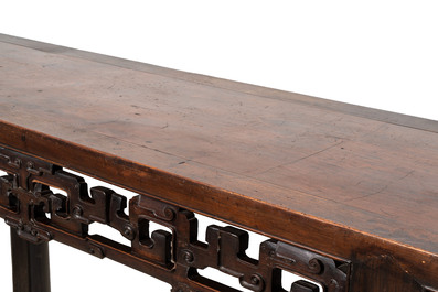 A large Chinese wooden 'Tiaoan' or altar table with chilong design, 19th C.