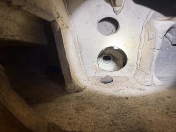 A large Chinese polychrome-glazed Shiwan stoneware figure of Guanyin, 19th C.