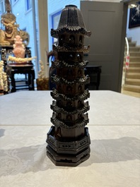 A pair of Chinese soapstone pagodas, 19/20th C.