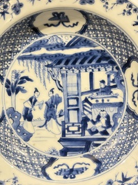 A pair of Chinese blue and white 'Xi Xiang Ji' plates, Yongzheng
