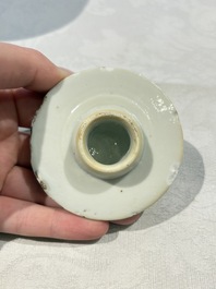 Two pairs of Chinese blue and white covered vases and a large covered vase, 19th C.