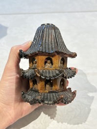 A pair of Chinese soapstone pagodas, 19/20th C.