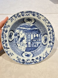 A pair of Chinese blue and white 'Xi Xiang Ji' plates, Yongzheng