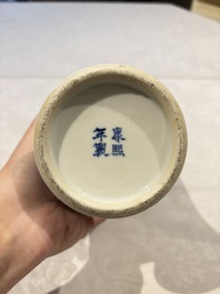 Two pairs of Chinese blue and white covered vases and a large covered vase, 19th C.