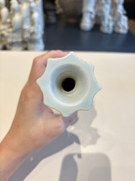 A pair of Chinese qingbai vases and a cup on a stand, 20th C.