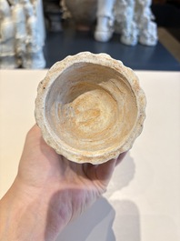 A pair of Chinese qingbai vases and a cup on a stand, 20th C.