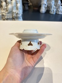 A pair of Chinese qingbai vases and a cup on a stand, 20th C.