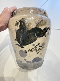 A Chinese cizhou jar with mythical horse design, 17/18th C.