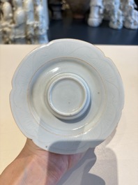 A pair of Chinese qingbai vases and a cup on a stand, 20th C.