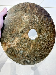 Four large Chinese archaistic jade 'bi' discs, 20th C.