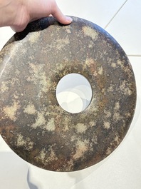 Four large Chinese archaistic jade 'bi' discs, 20th C.