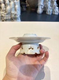 A pair of Chinese qingbai vases and a cup on a stand, 20th C.