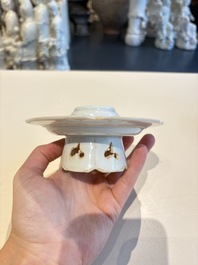 A pair of Chinese qingbai vases and a cup on a stand, 20th C.